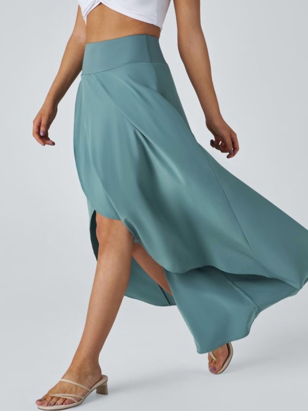 Breezeful High Waisted High Low 2-in-1 Flowy Quick Dry Casual Regular Maxi Skirt